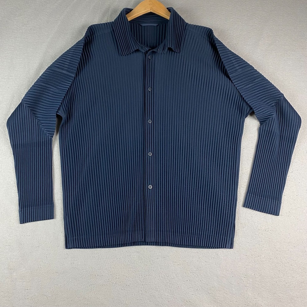 Issey Miyake Homme Plisse Pleated Midnight november Shirt Jacket Mens Size 4